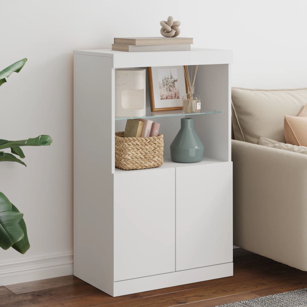 Sideboard with LED Lights White 60.5x37x100 cm