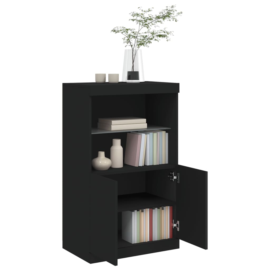 Sideboard with LED Lights Black 60.5x37x100 cm