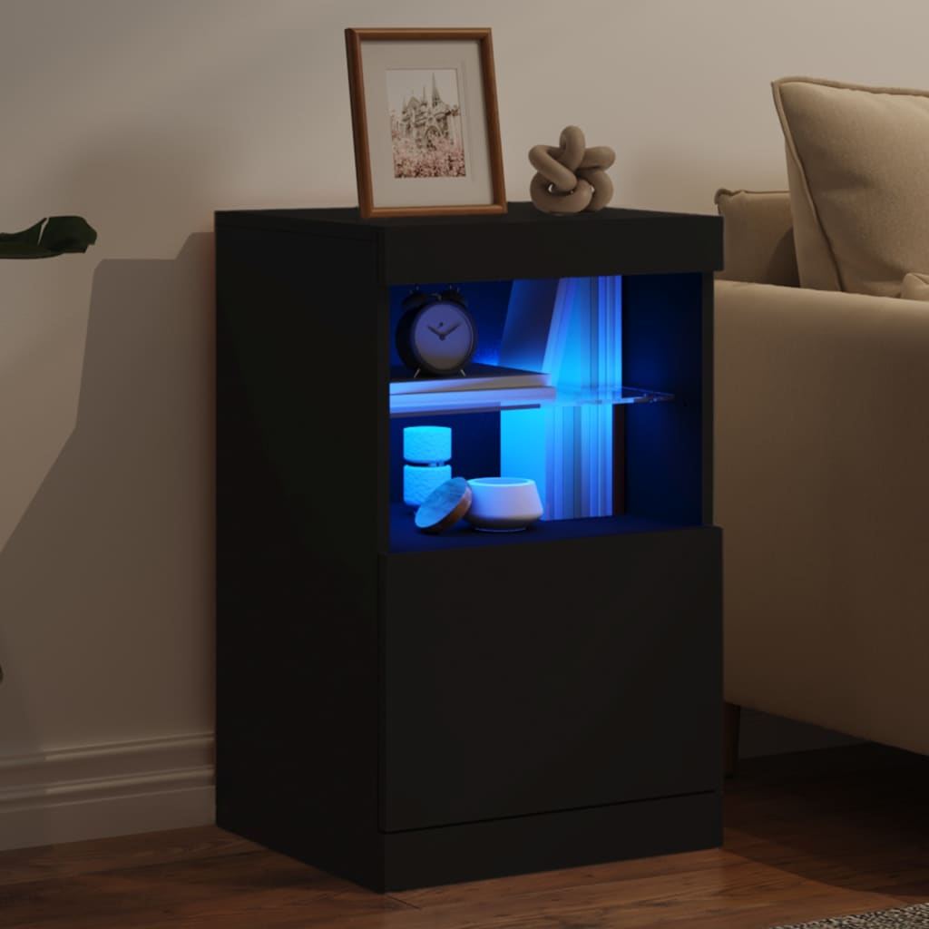 Sideboard with LED Lights Black 41x37x67 cm