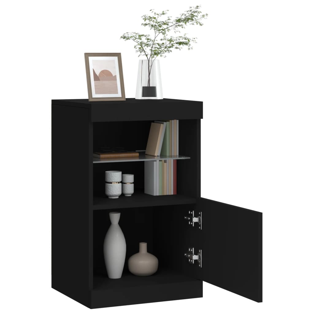 Sideboard with LED Lights Black 41x37x67 cm