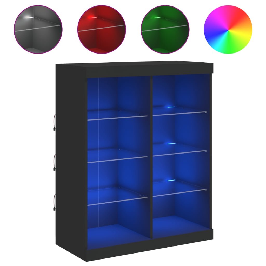 Sideboard with LED Lights Black 81x37x100 cm