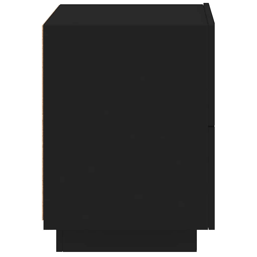 Bedside Cabinets with LED Lights 2 pcs Black Engineered Wood
