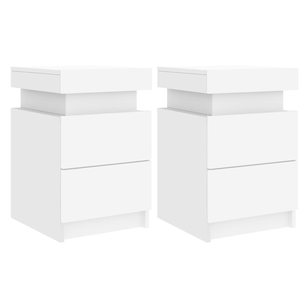 Bedside Cabinets with LED Lights 2 pcs White 35x39x55 cm