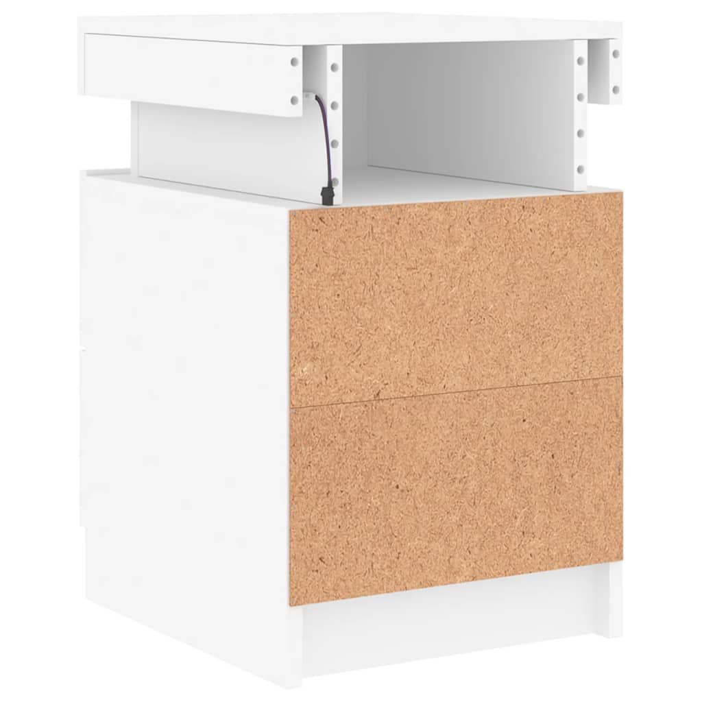 Bedside Cabinets with LED Lights 2 pcs White 35x39x55 cm