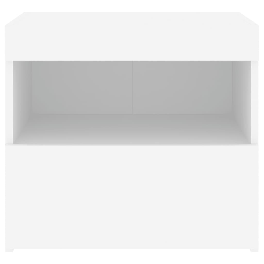 Bedside Cabinet with LED Lights White 50x40x45 cm