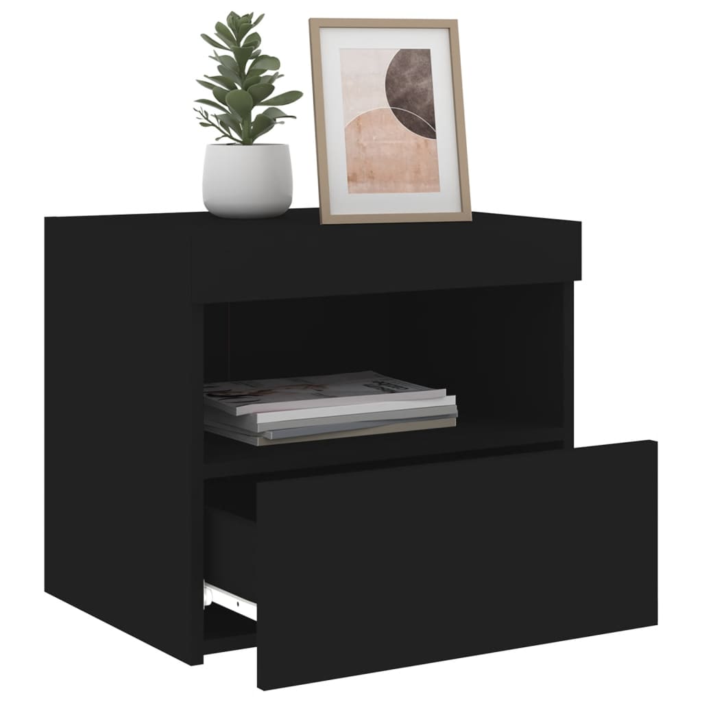 Bedside Cabinets with LED Lights 2 pcs Black 50x40x45 cm