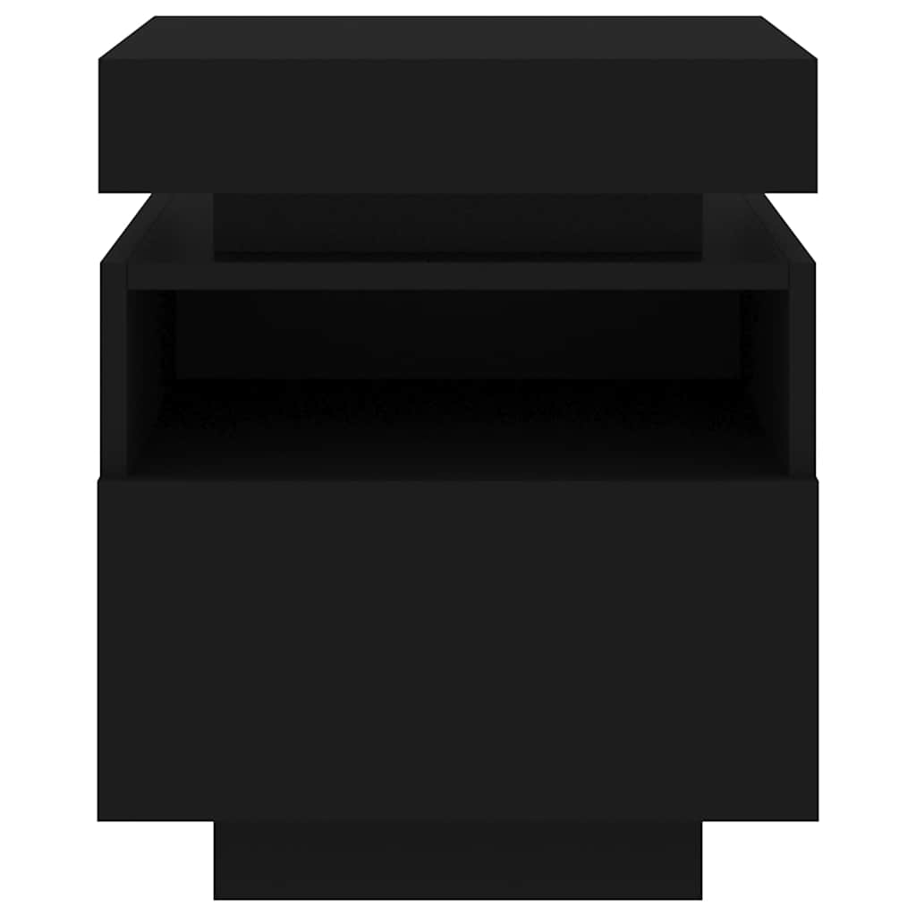 Bedside Cabinets with LED Lights 2 pcs Black 40x39x48.5 cm