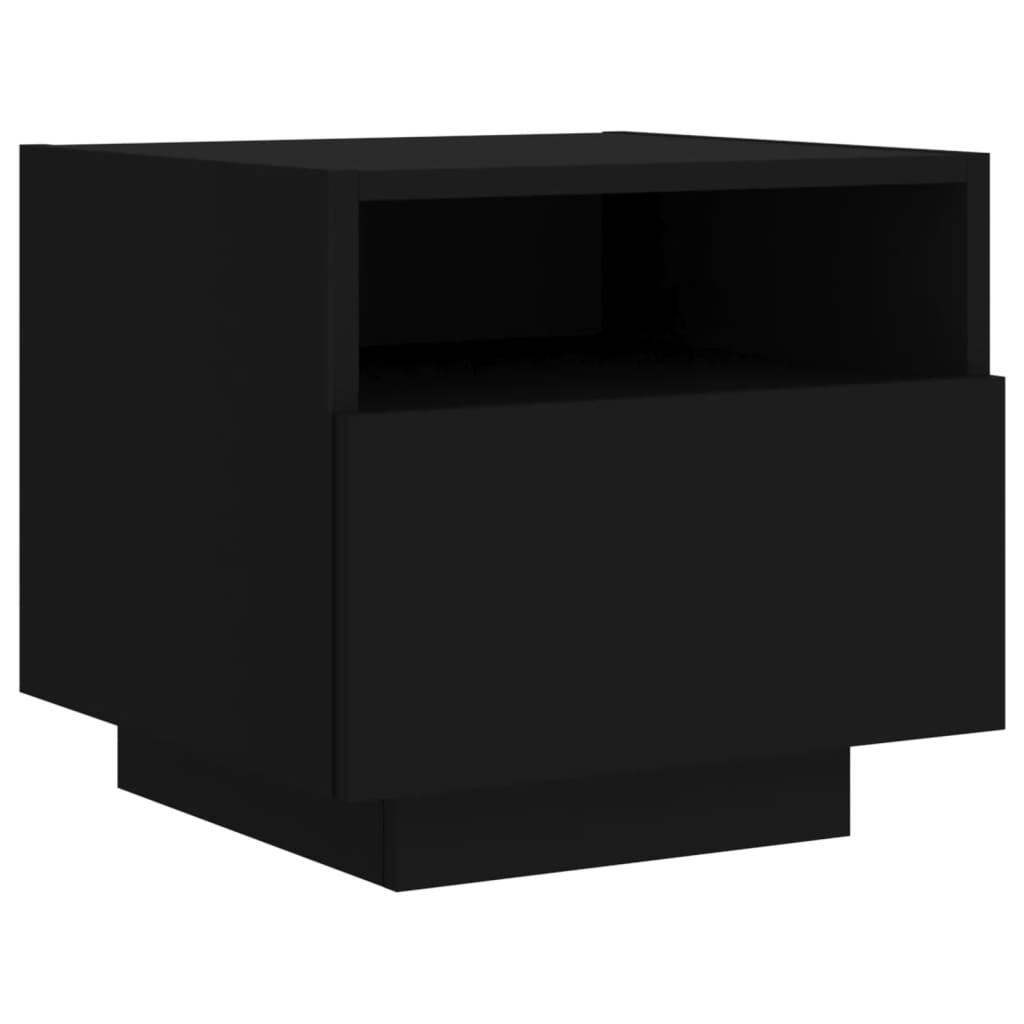 Bedside Cabinet with LED Lights Black 40x39x37 cm