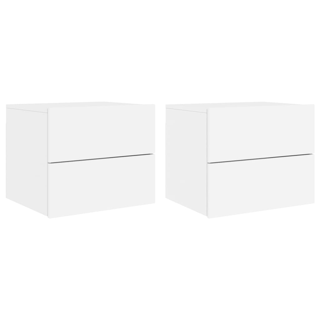 Wall-mounted Bedside Cabinets with LED Lights 2 pcs White