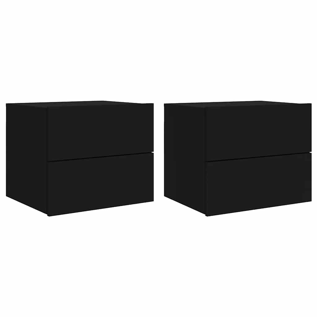 Wall-mounted Bedside Cabinets with LED Lights 2 pcs Black