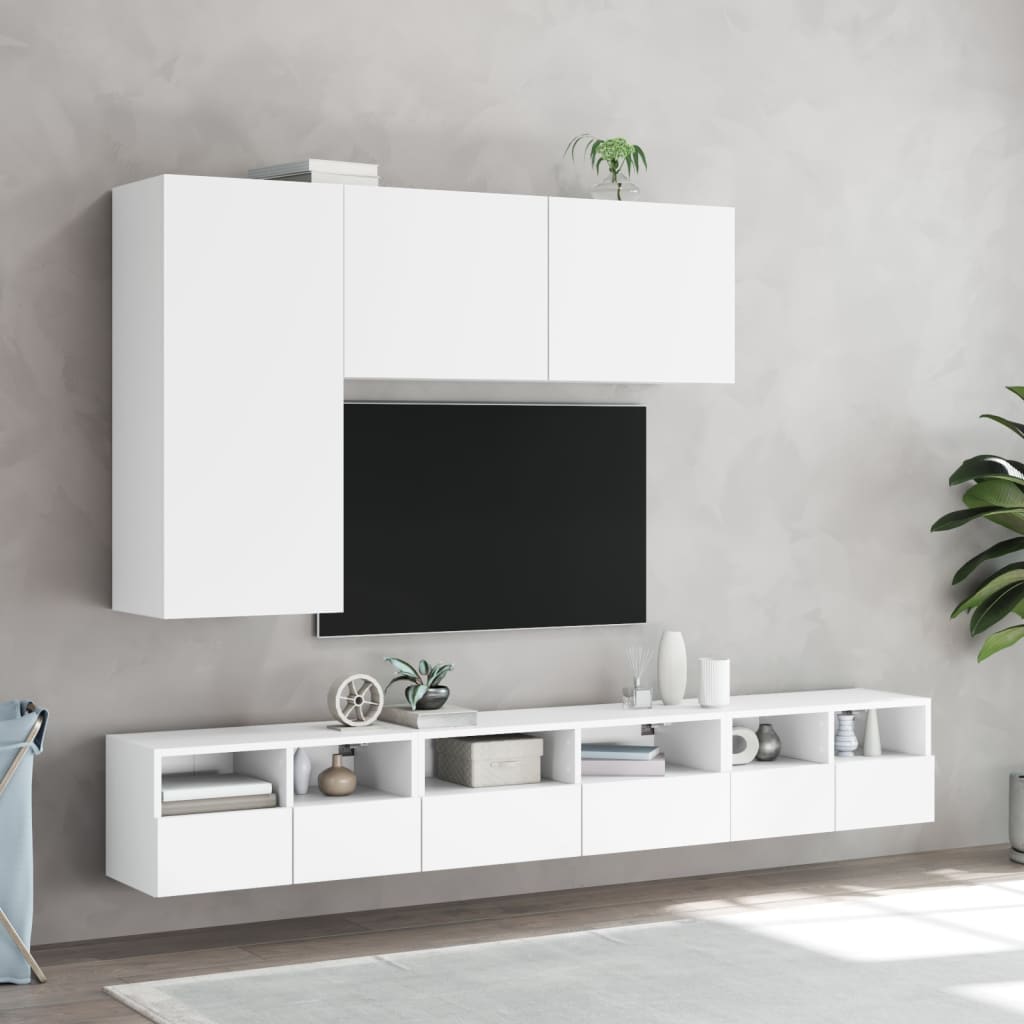 TV Wall Cabinets 2 pcs White 60x30x30 cm Engineered Wood