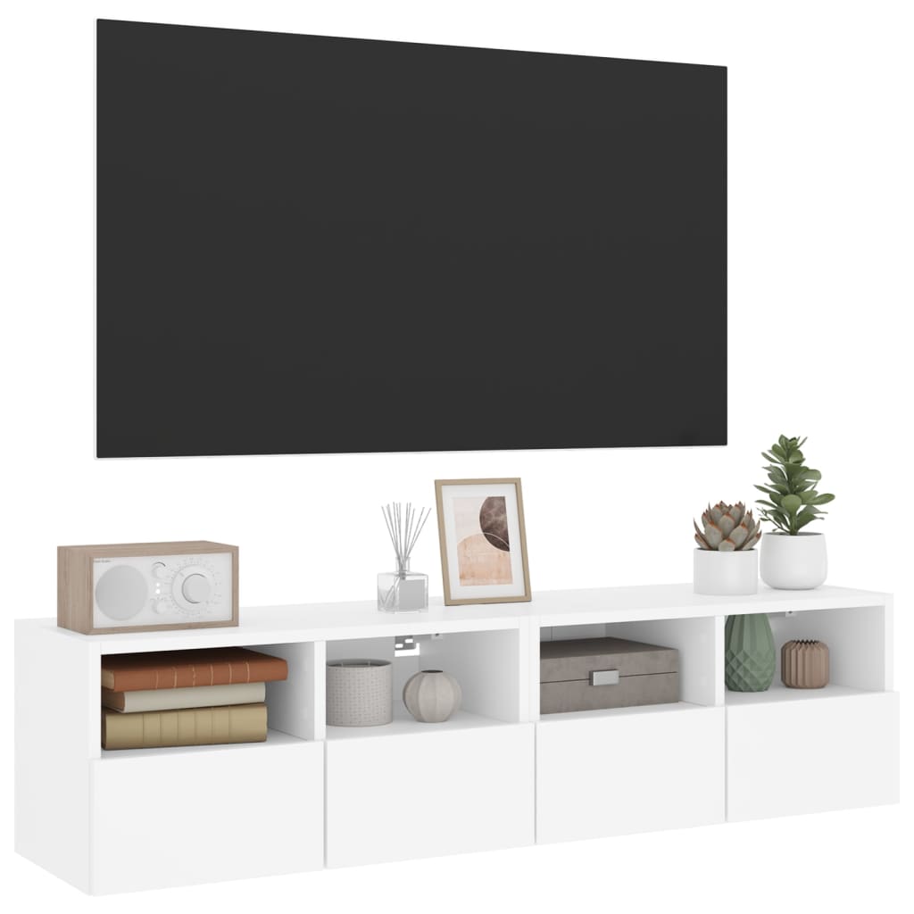 TV Wall Cabinets 2 pcs White 60x30x30 cm Engineered Wood