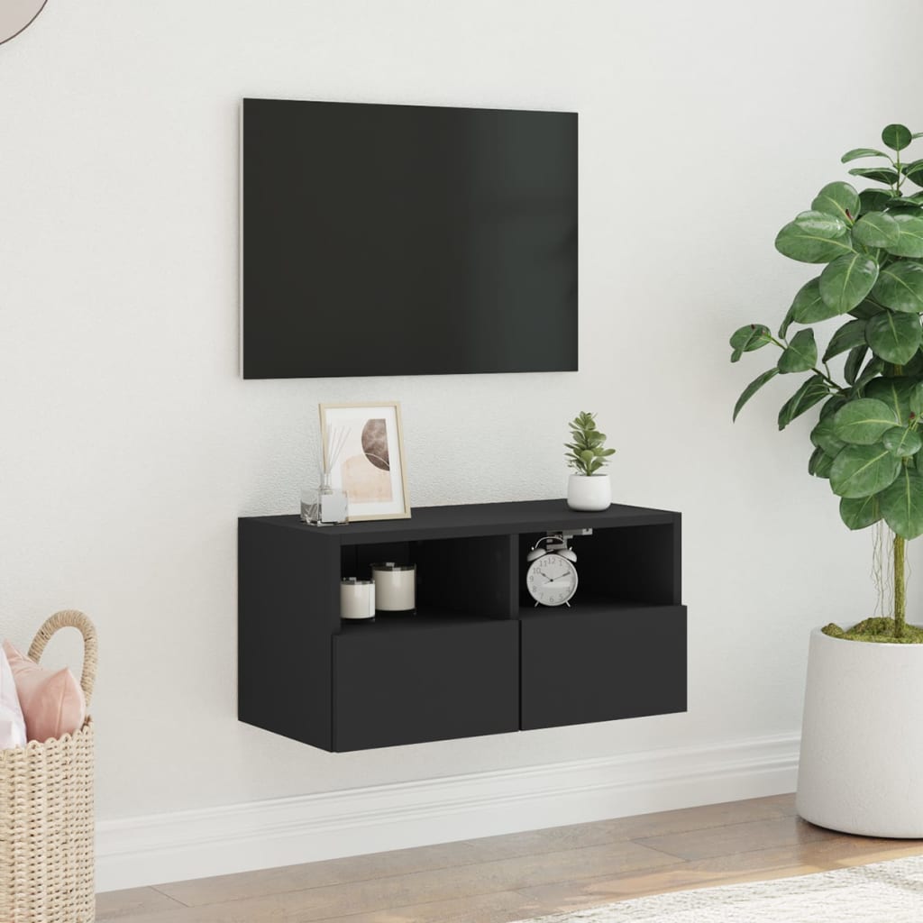 TV Wall Cabinet Black 60x30x30 cm Engineered Wood