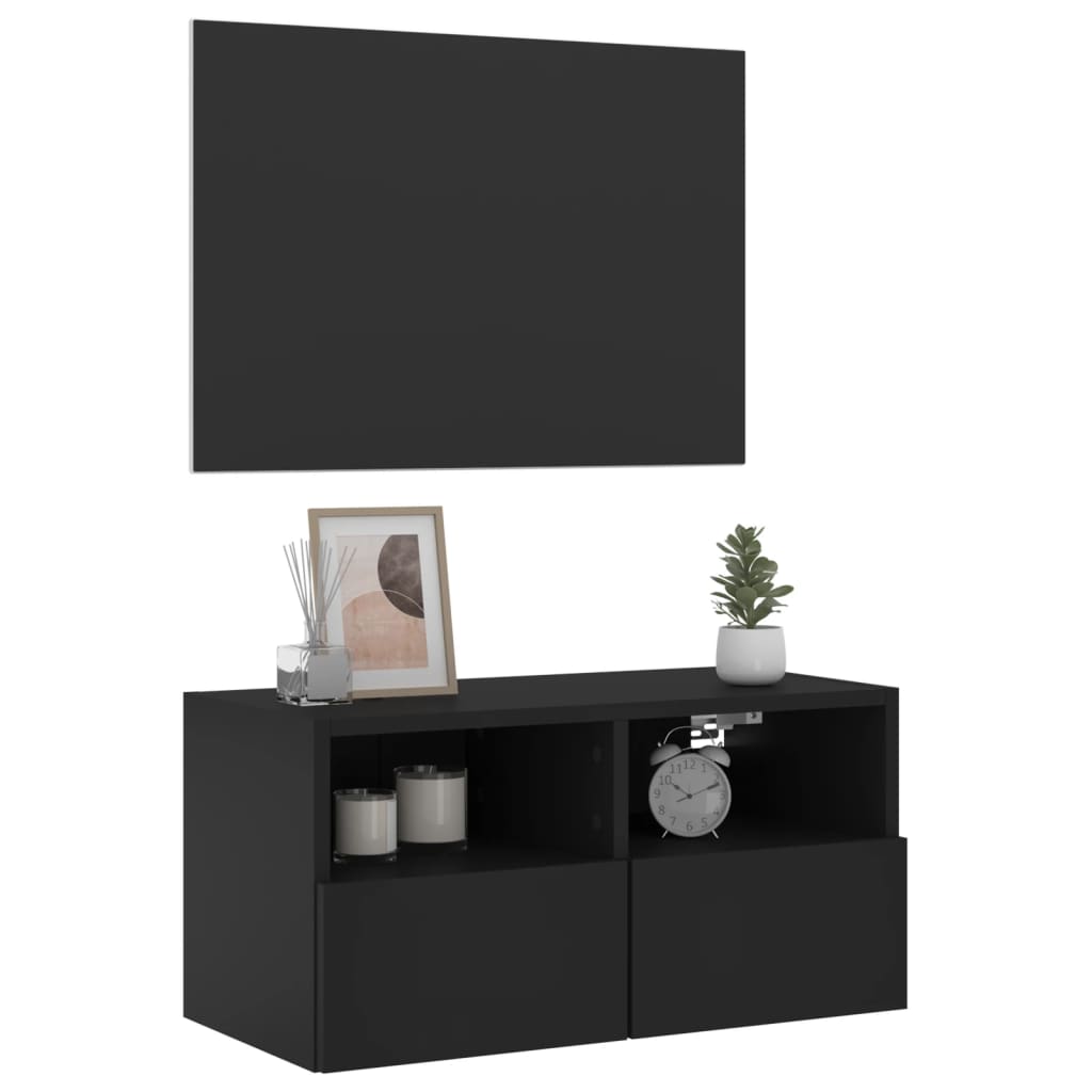 TV Wall Cabinet Black 60x30x30 cm Engineered Wood