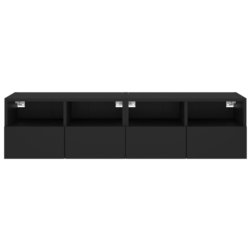 TV Wall Cabinets 2 pcs Black 60x30x30 cm Engineered Wood