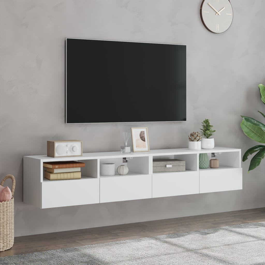 TV Wall Cabinets 2 pcs White 80x30x30 cm Engineered Wood