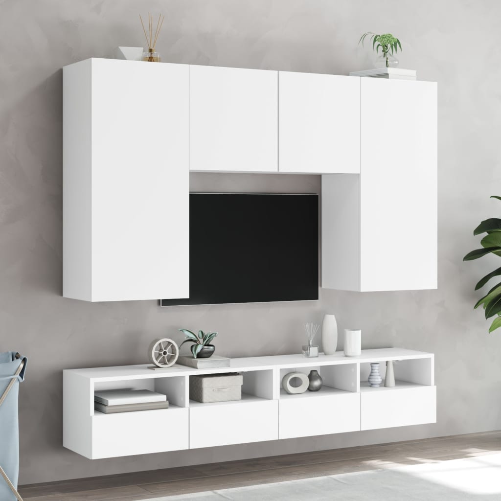 TV Wall Cabinets 2 pcs White 100x30x30 cm Engineered Wood