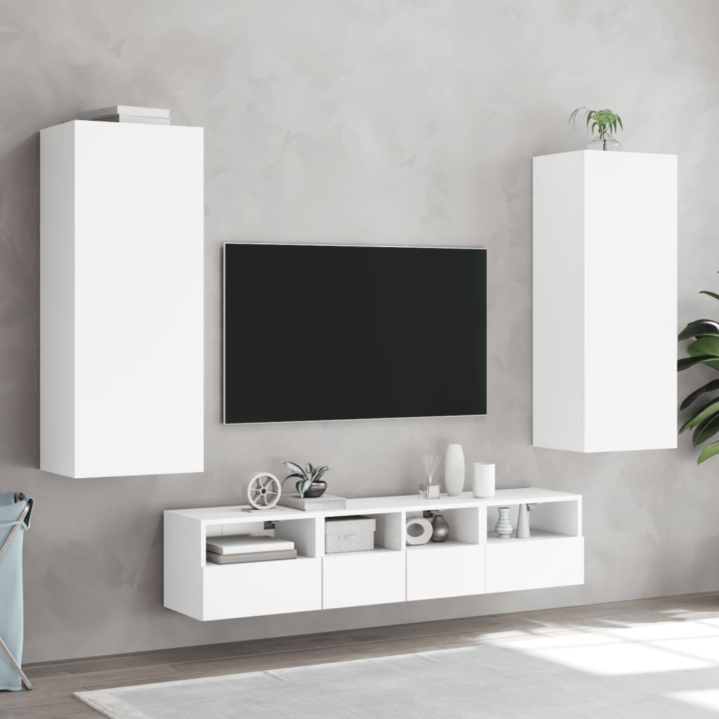 TV Wall Cabinet White 40.5x30x102 cm Engineered Wood