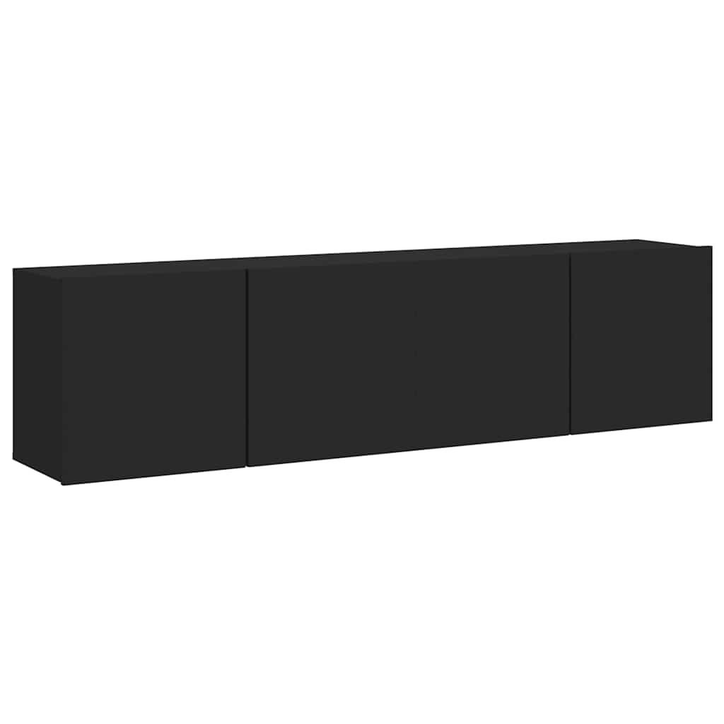 2 Piece Wall-mounted TV Cabinet Set Black 80x30x41 cm