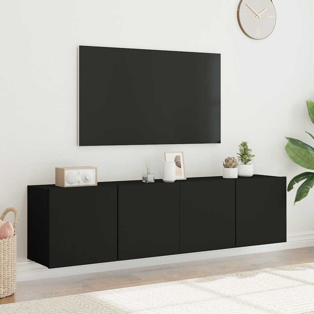 2 Piece Wall-mounted TV Cabinet Set Black 80x30x41 cm