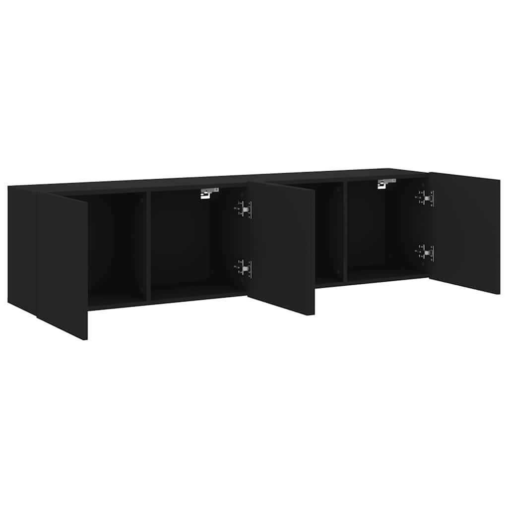2 Piece Wall-mounted TV Cabinet Set Black 80x30x41 cm
