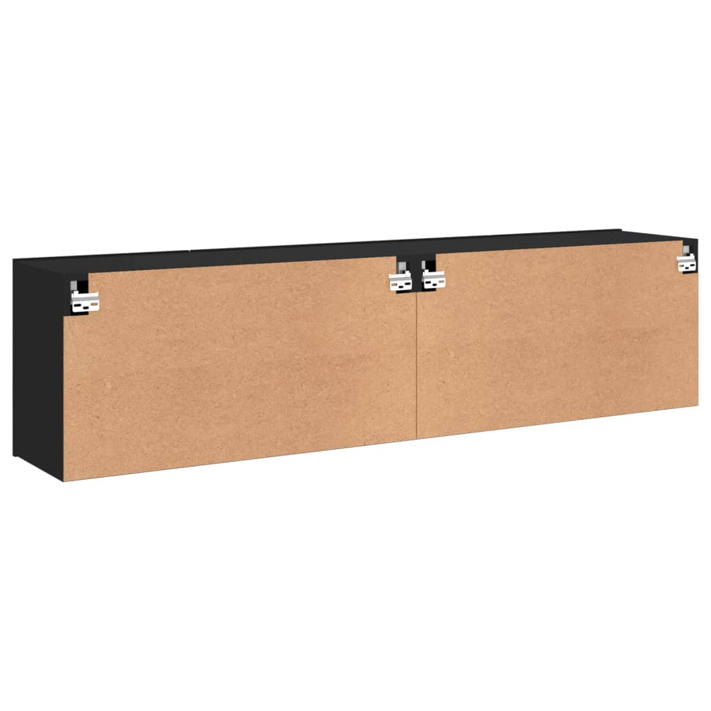 TV Cabinets Wall-mounted 2 pcs Black 80x30x41 cm