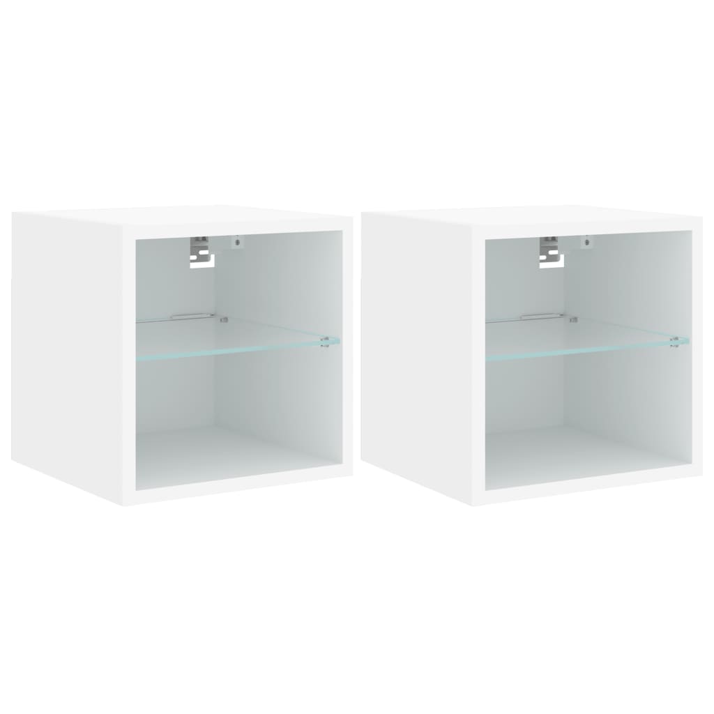 TV Wall Cabinets with LED Lights 2 pcs White 30x28.5x30 cm