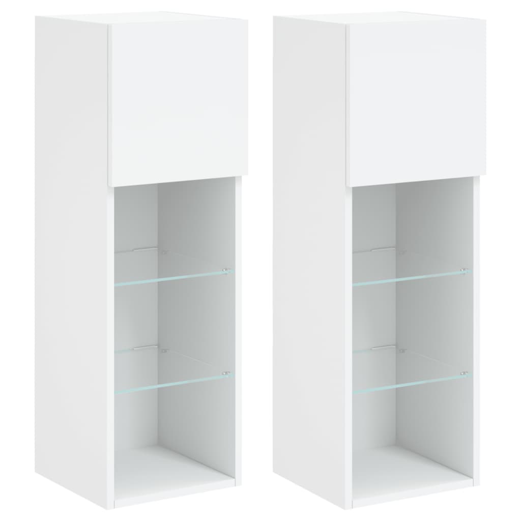 TV Cabinets with LED Lights 2 pcs White 30.5x30x90 cm