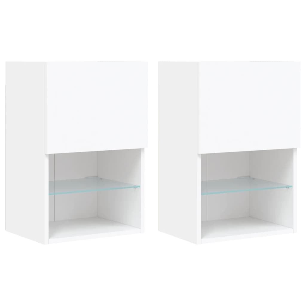 TV Cabinets with LED Lights 2 pcs White 40.5x30x60 cm