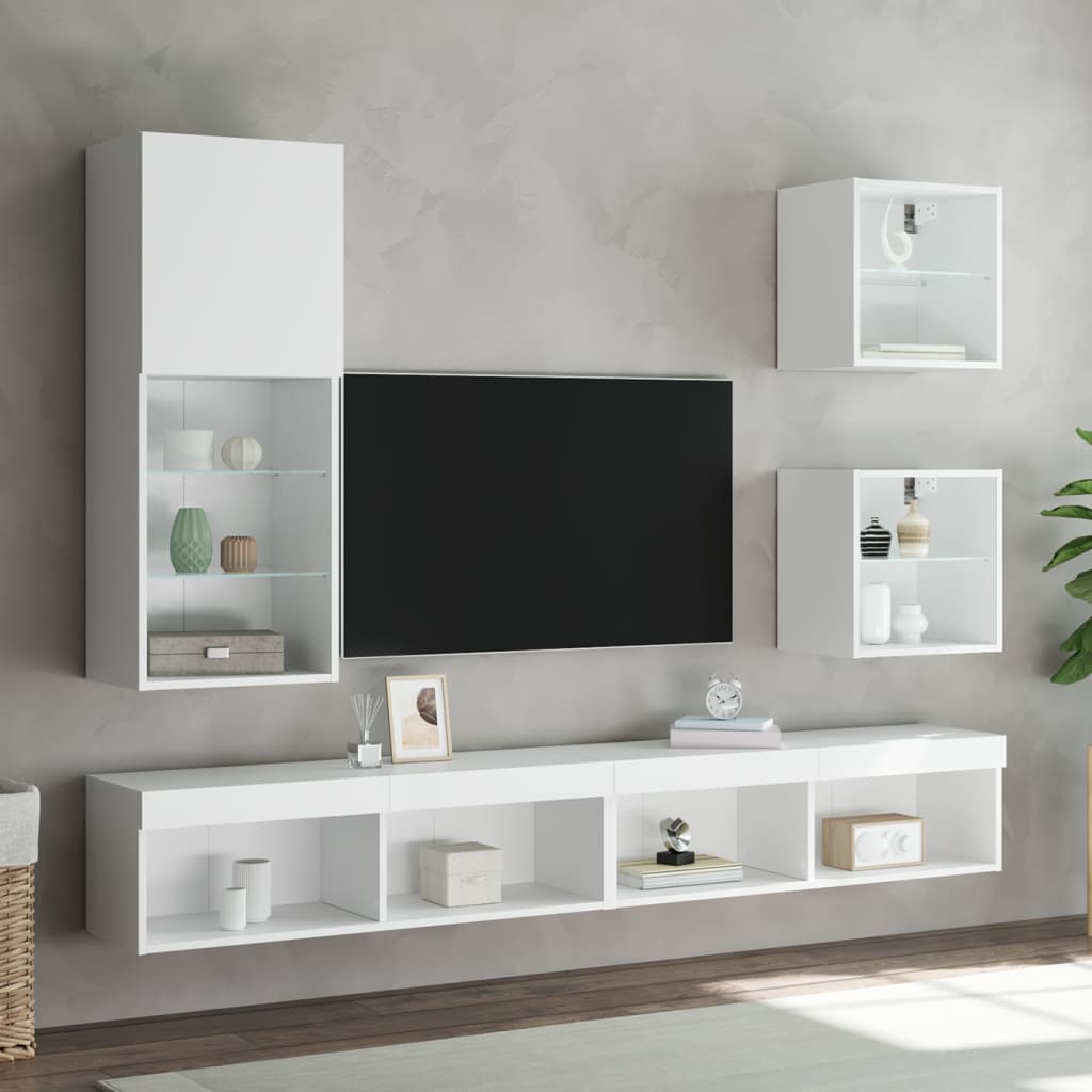 TV Cabinet with LED Lights White 40.5x30x102 cm