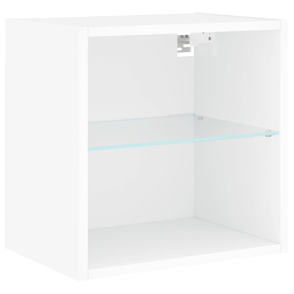 Bedside Cabinet with LED Lights Wall-mounted White