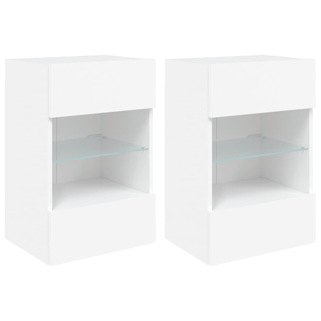 TV Wall Cabinets with LED Lights 2 pcs White 40x30x60.5 cm