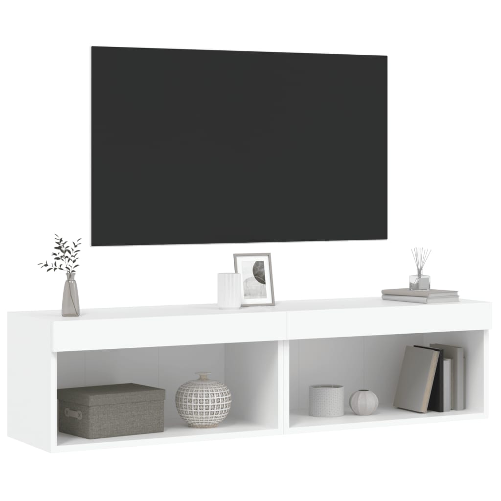 TV Cabinets with LED Lights 2 pcs White 60x30x30 cm