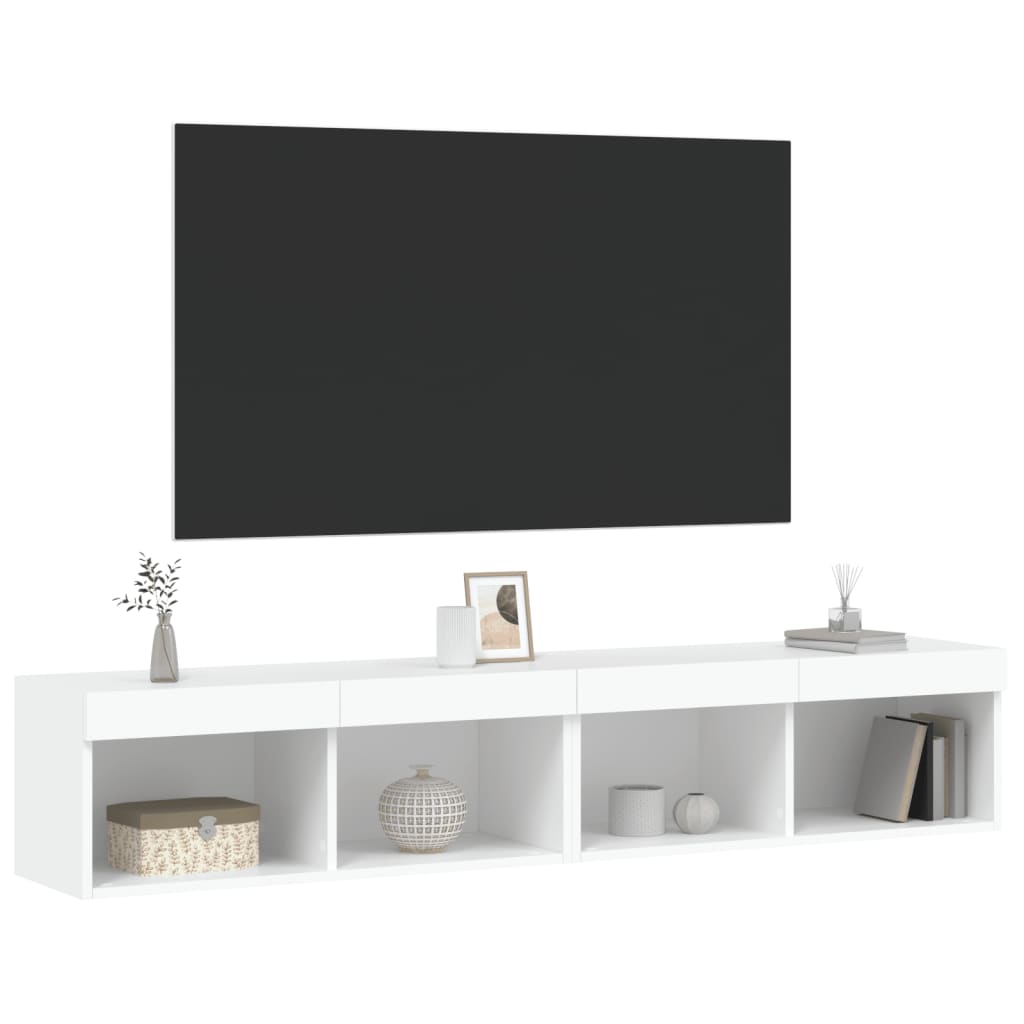 TV Cabinets with LED Lights 2 pcs White 80x30x30 cm