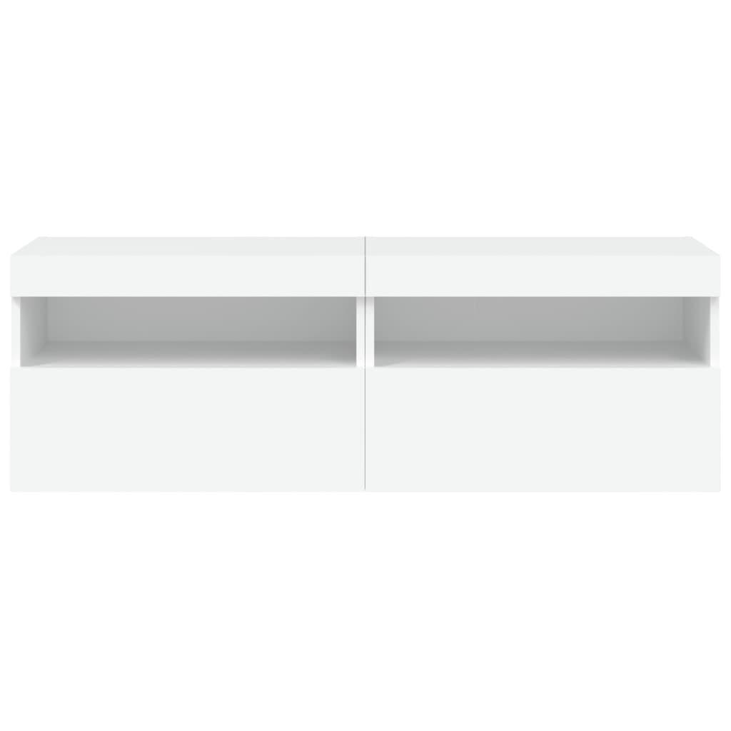 TV Wall Cabinets with LED Lights 2 pcs White 60x30x40 cm