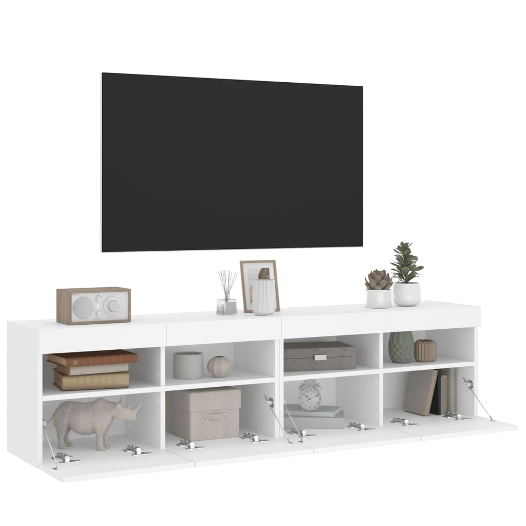 TV Wall Cabinets with LED Lights 2 pcs White 80x30x40 cm