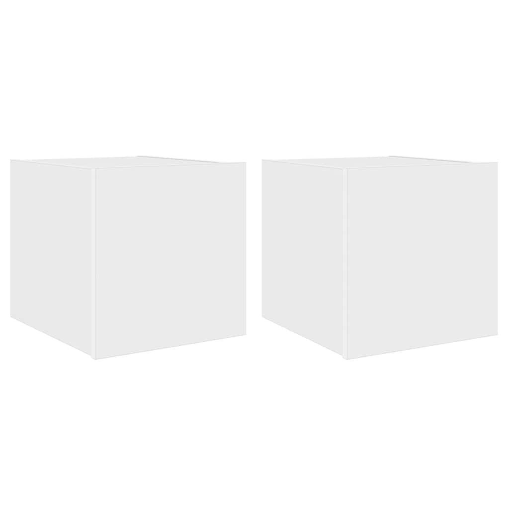 TV Wall Cabinets with LED Lights 2 pcs White 30.5x35x30 cm