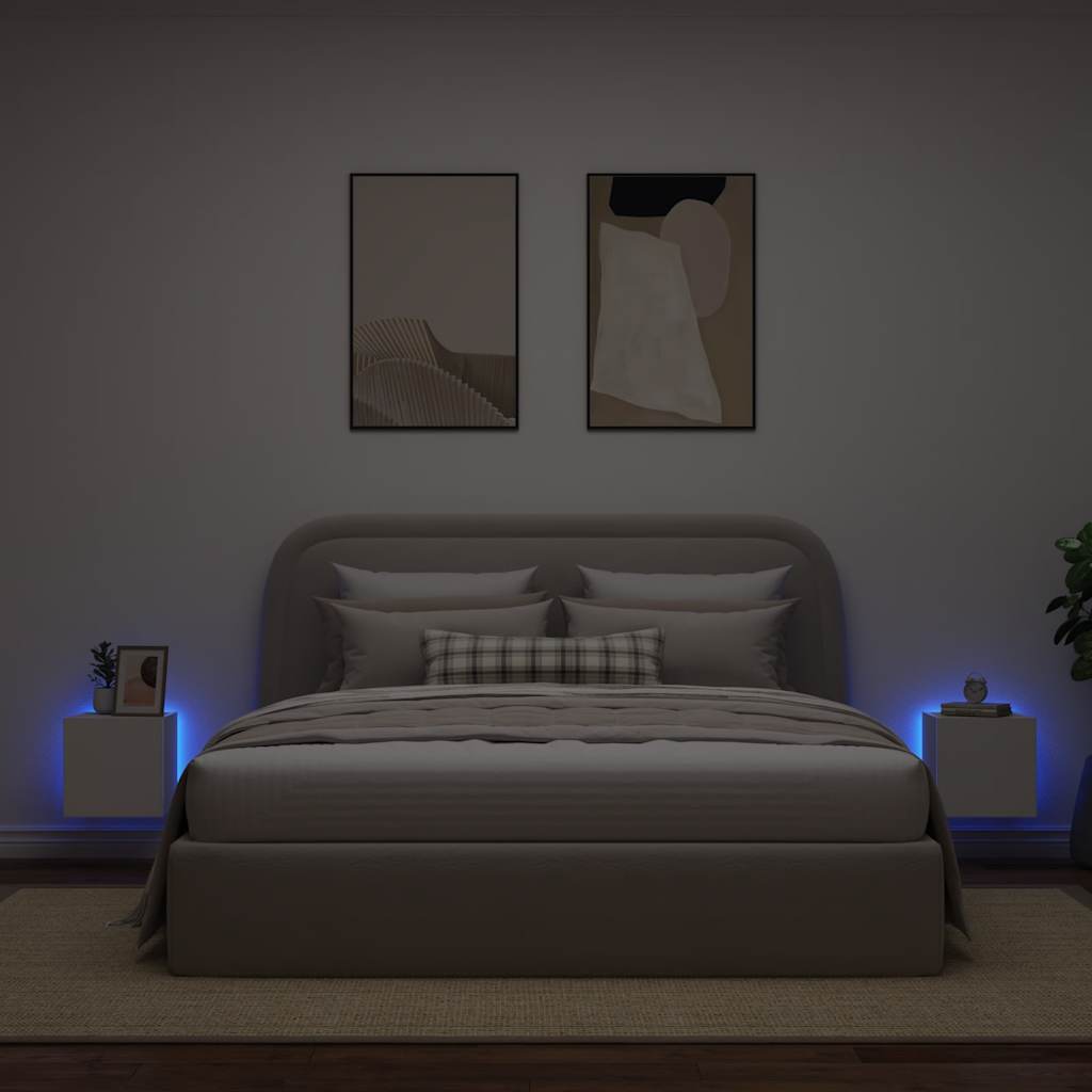 TV Wall Cabinets with LED Lights 2 pcs White 30.5x35x30 cm