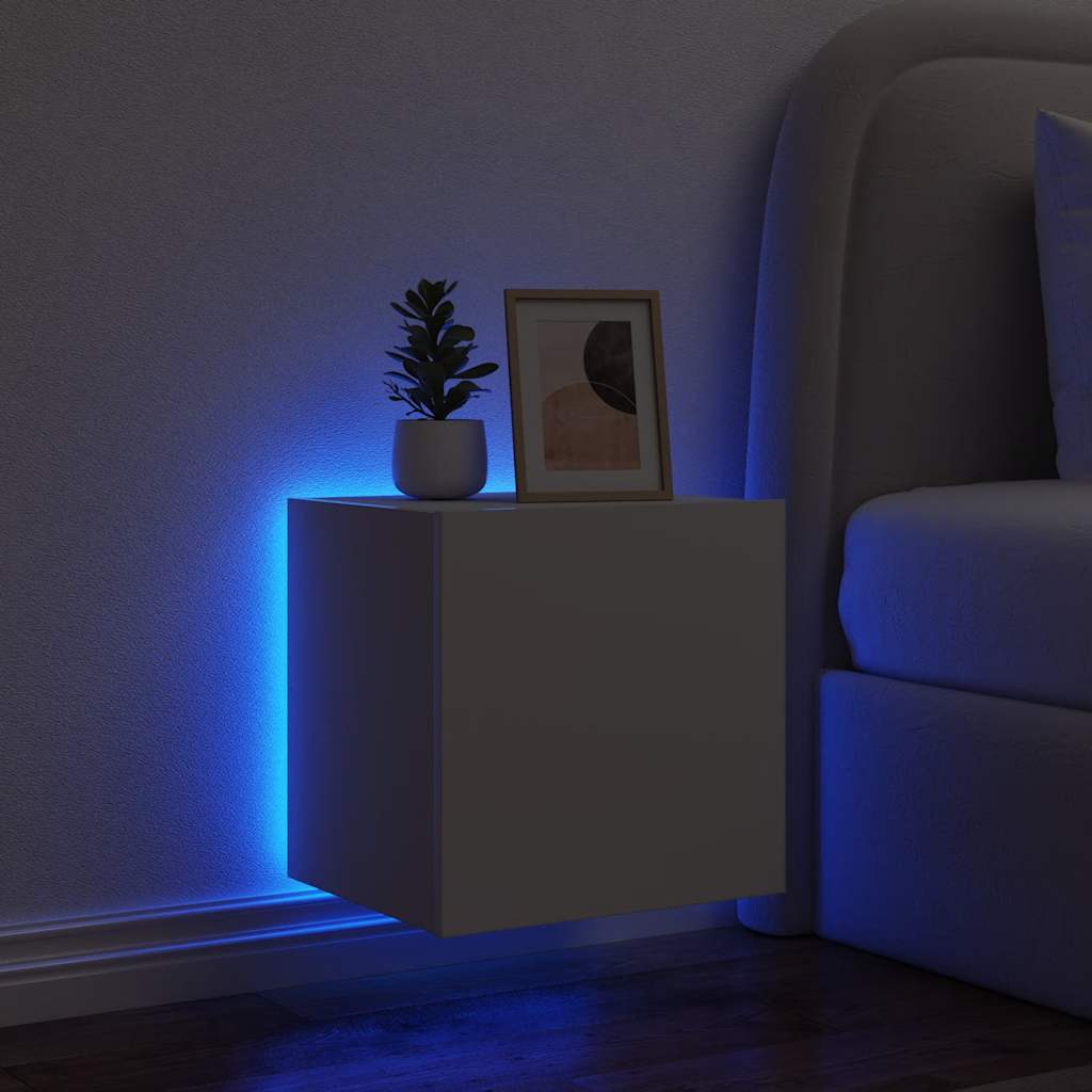 TV Wall Cabinets with LED Lights 2 pcs White 40.5x35x40 cm