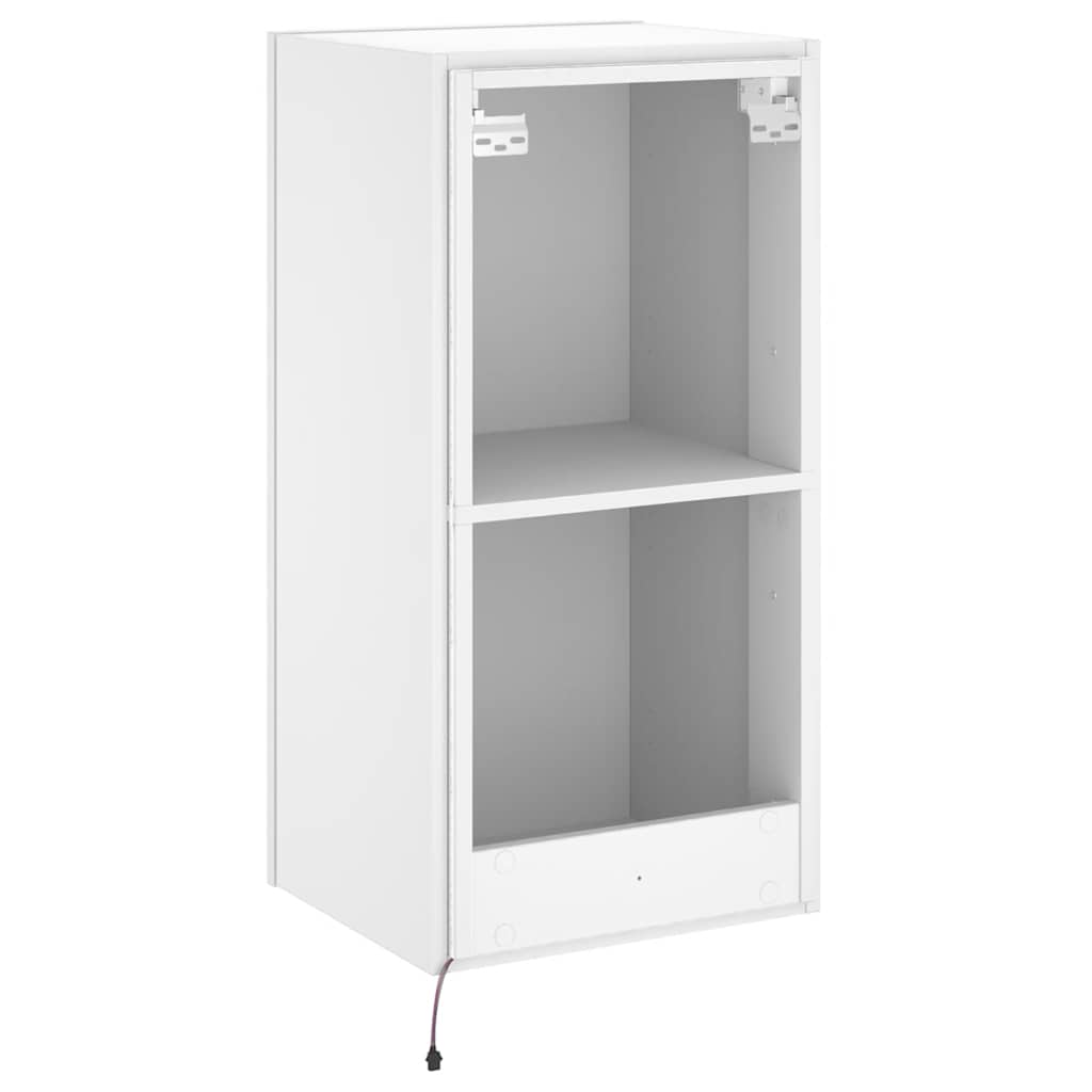 TV Wall Cabinet with LED Lights White 40.5x35x80 cm