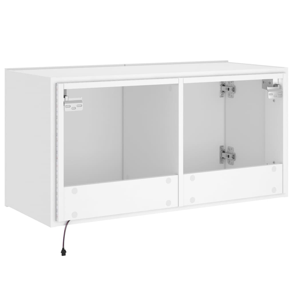 TV Wall Cabinet with LED Lights White 80x35x41 cm