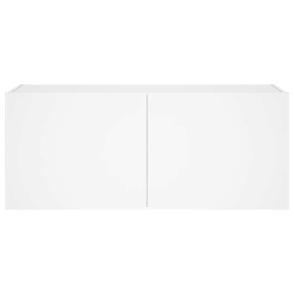 TV Wall Cabinet with LED Lights White 100x35x41 cm