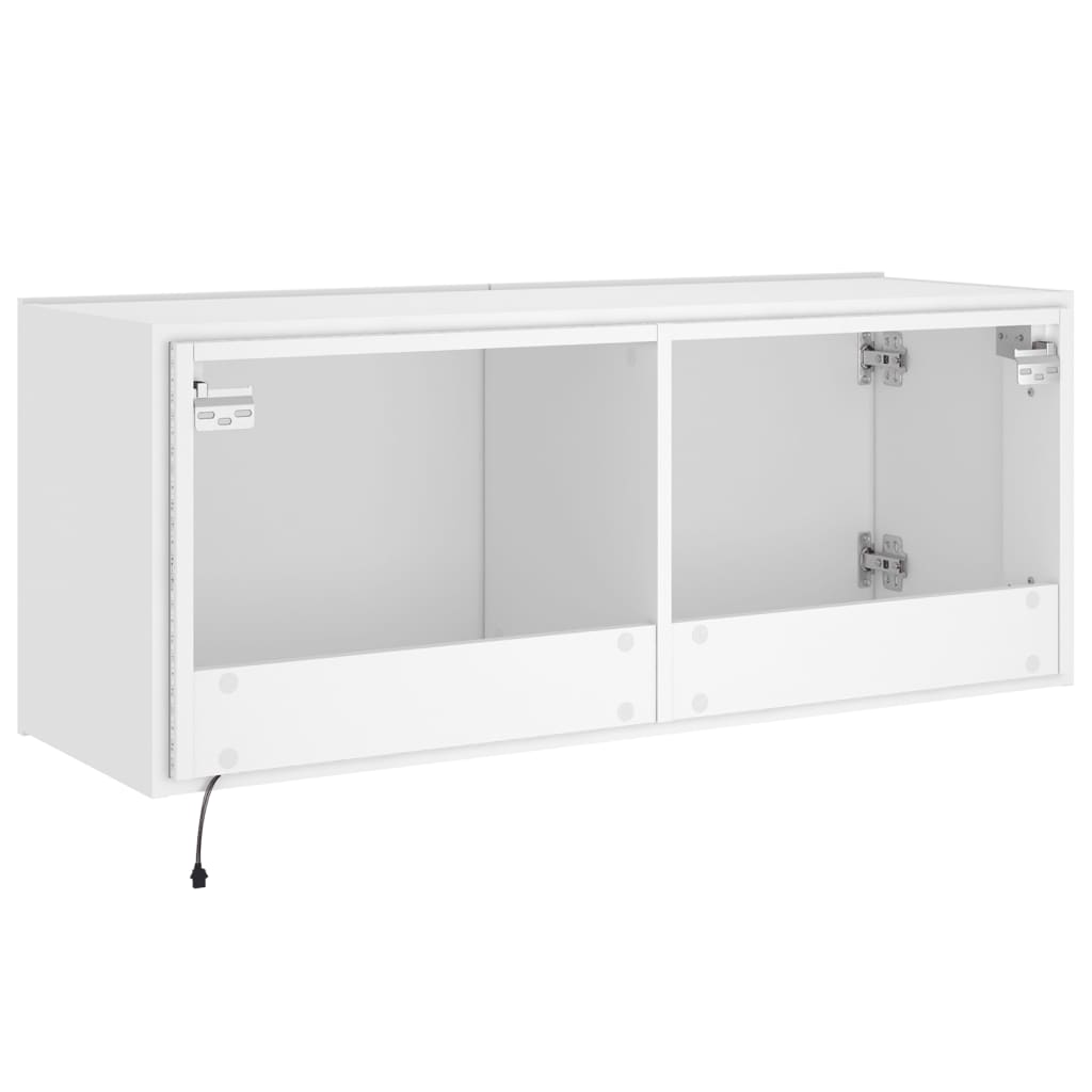 TV Wall Cabinet with LED Lights White 100x35x41 cm