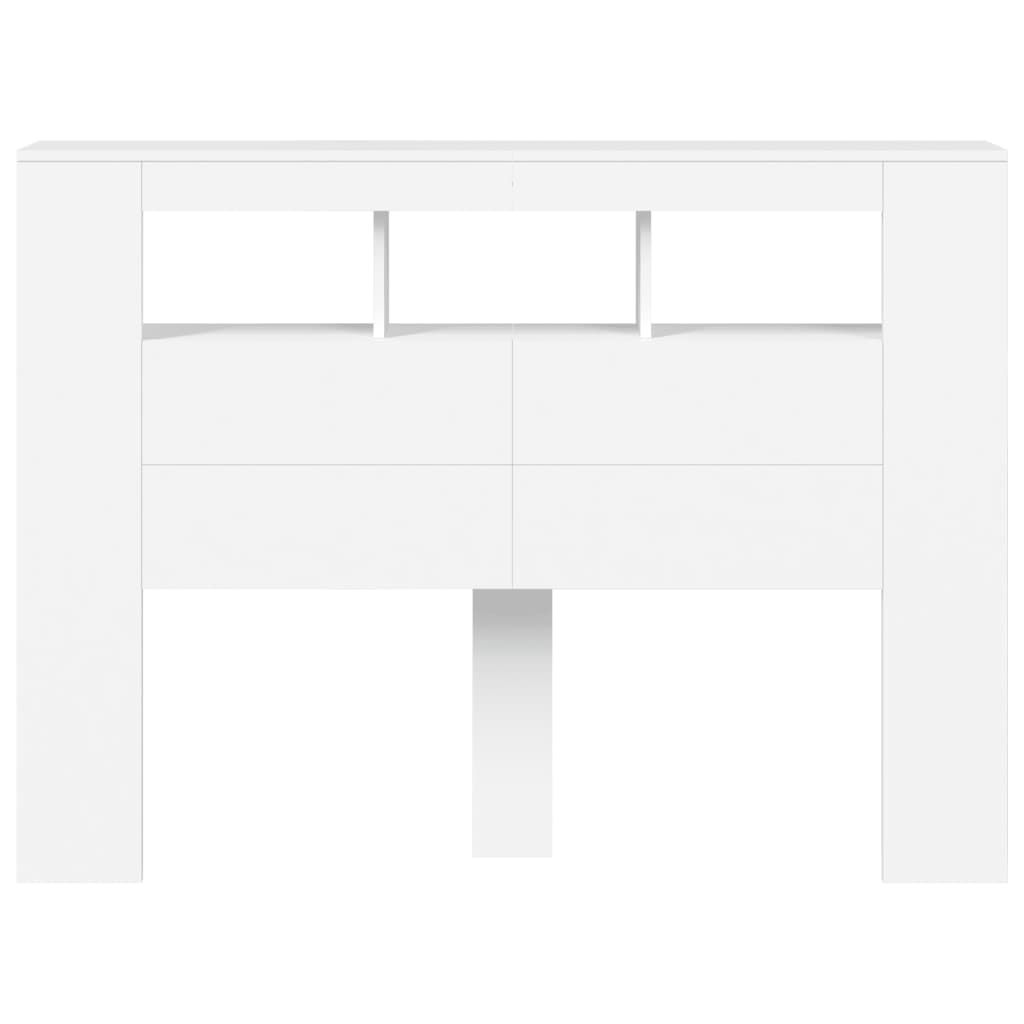 LED Headboard White 140 cm Engineered Wood