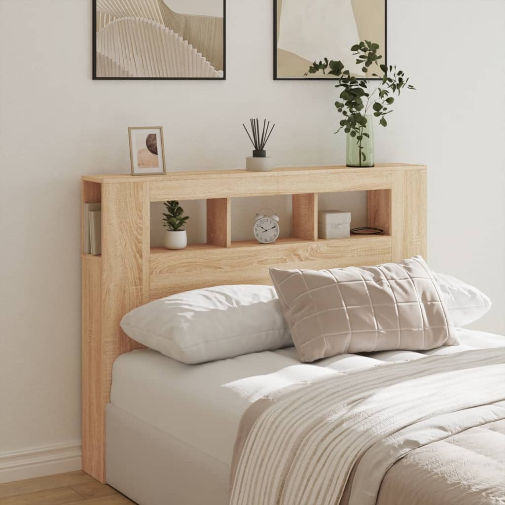 LED Headboard Sonoma Oak 140 cm Engineered Wood