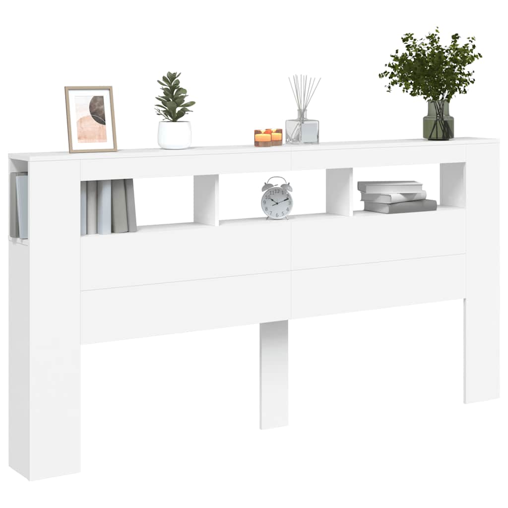 LED Headboard White 200 cm Engineered Wood