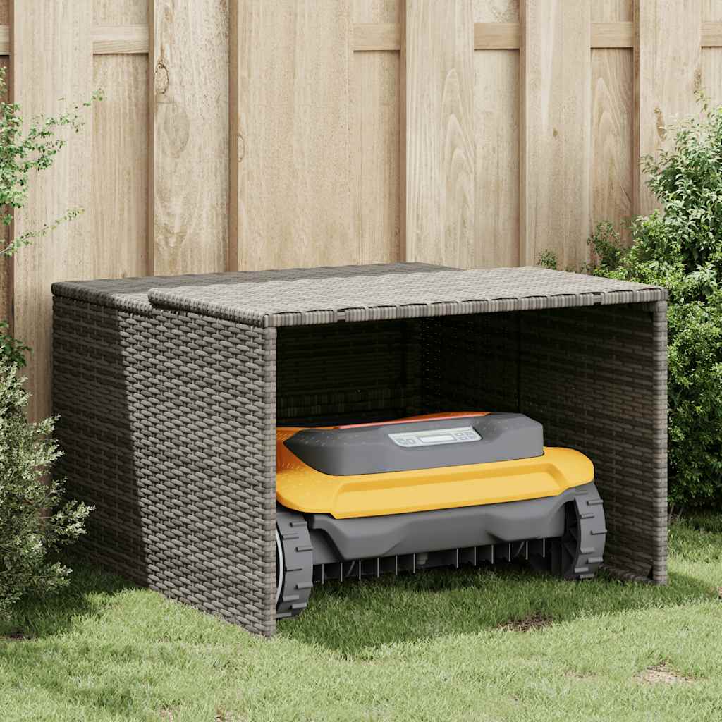 Robot Mower Garage Grey 86x90x52/57 cm Poly Rattan