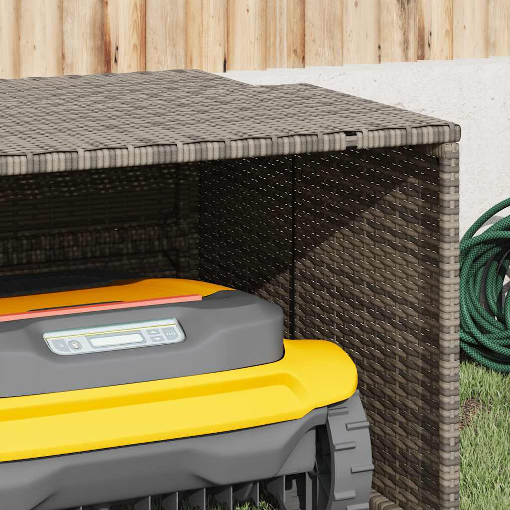Robot Mower Garage Grey 86x90x52/57 cm Poly Rattan