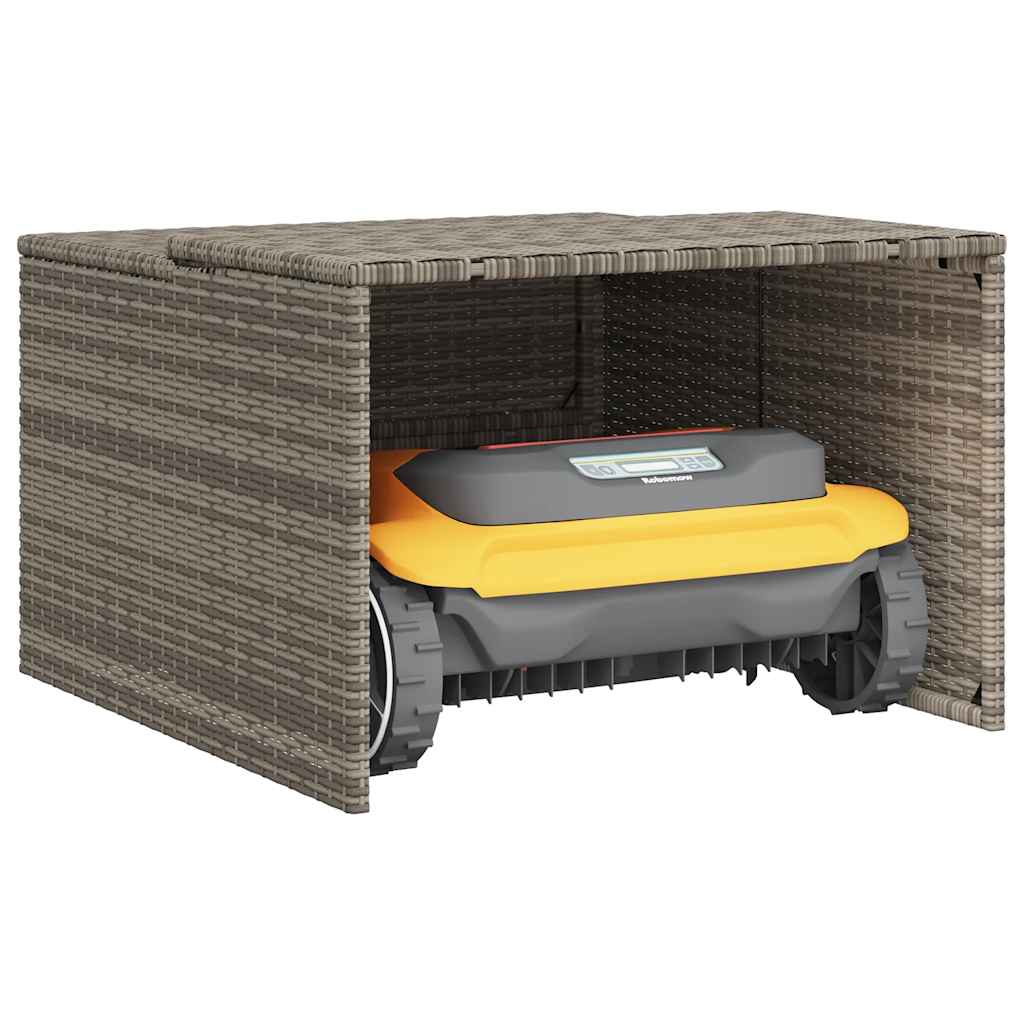 Robot Mower Garage Grey 86x90x52/57 cm Poly Rattan