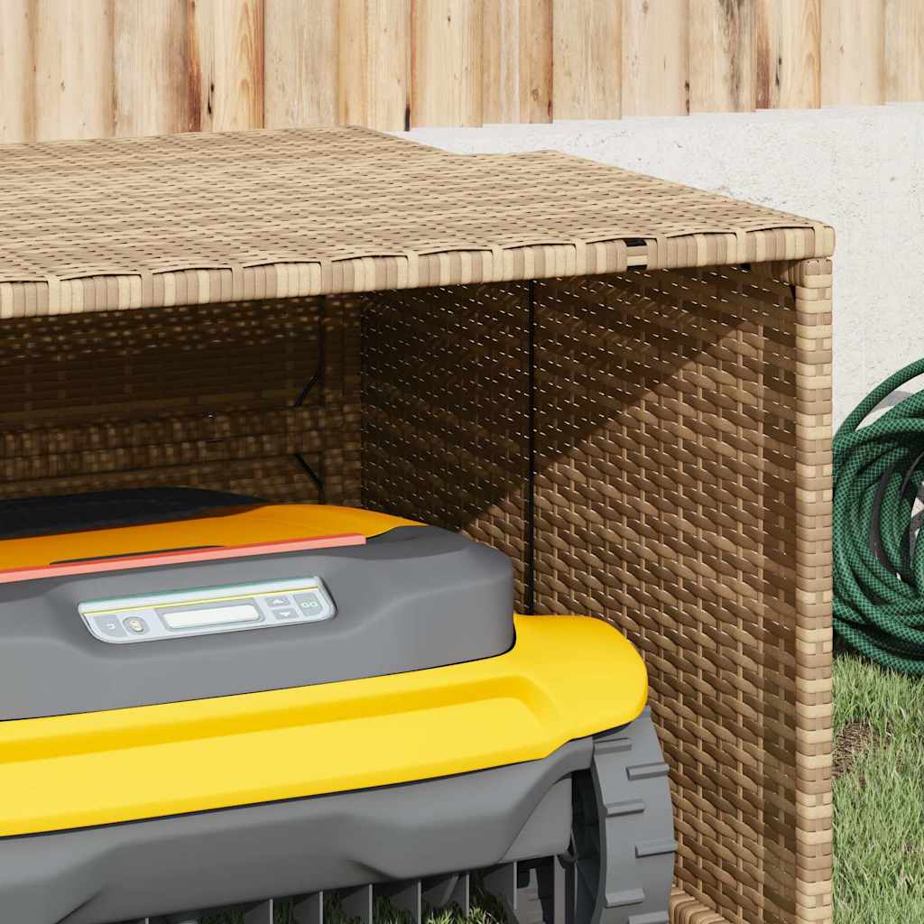 Robot Mower Garage Beige 86x90x52/57 cm Poly Rattan